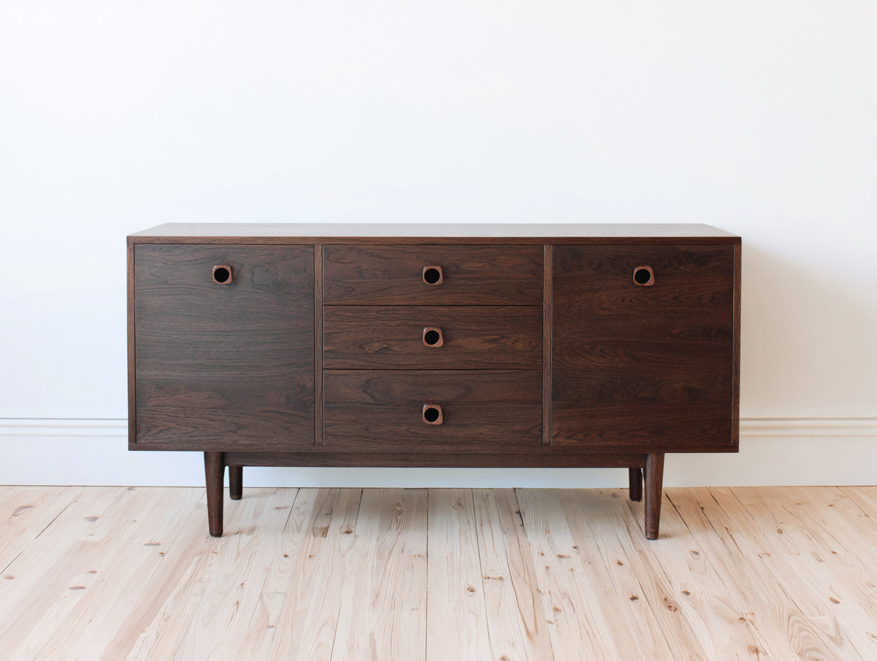 Meuble d'entrée - bois - 155x42x78 cm - noyer foncé - vintage