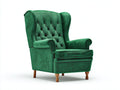 Fauteuil - velours-bois - 88x86x106 cm - vert-marron - style classique à oreilles