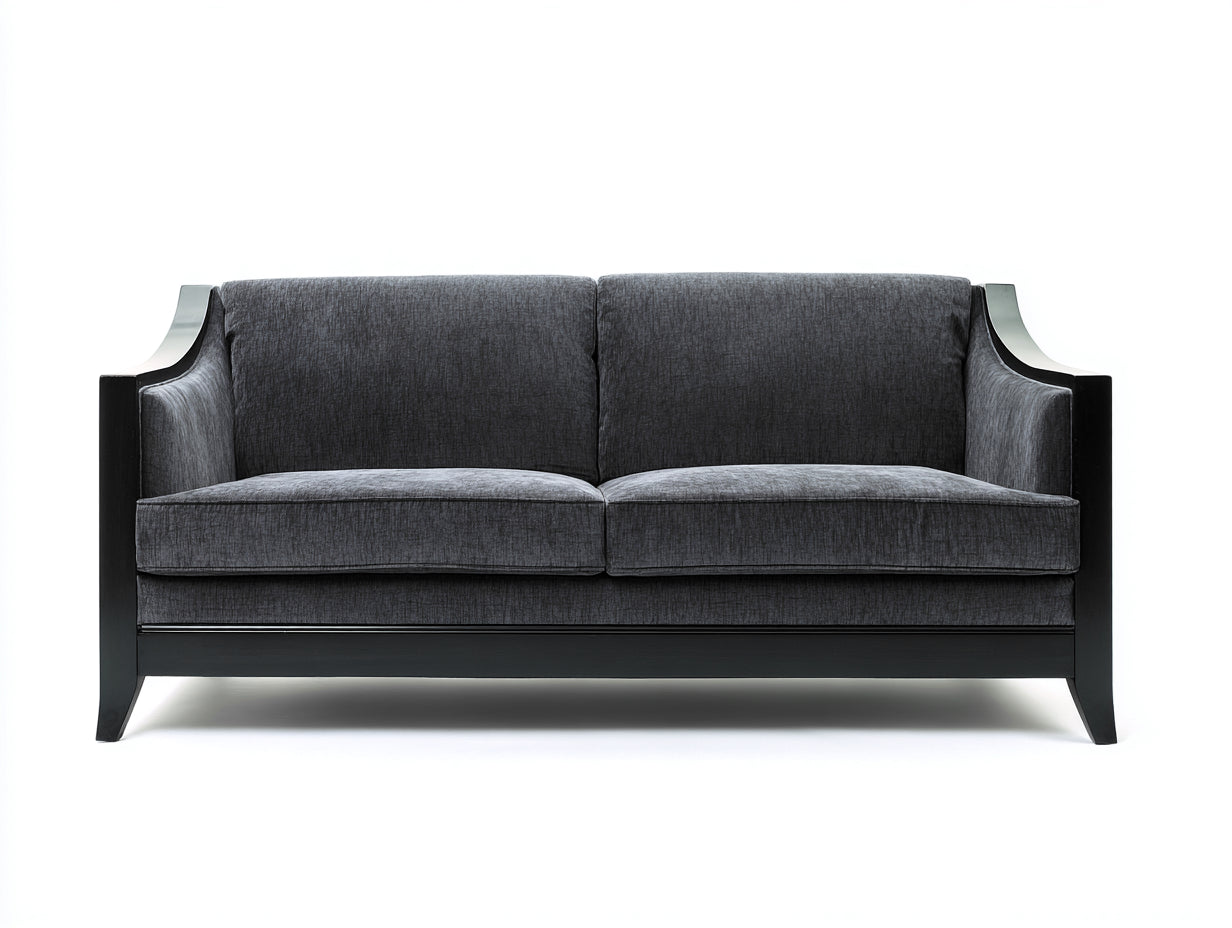 Canapé 2 places en tissu et bois 158x80x72 cm - gris foncé-noir - pour salon contemporain