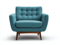 Fauteuil - tissu-bois - 87x82x88 cm - bleu pétrole-marron - style vintage moderne