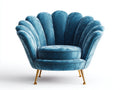 Fauteuil-velours-métal-101x95x84 cm-bleu glacier-doré-style coquillage
