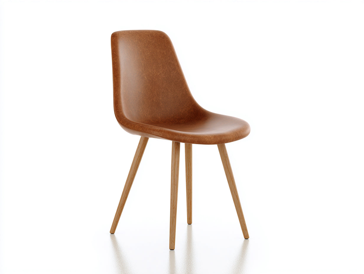 Chaise de salle à manger en cuir synthétique et bois pour salle à manger 50x53x82 cm - brun-bois clair - design moderne