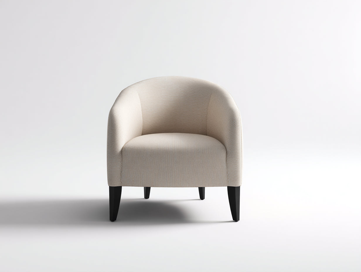 Fauteuil-tissu-bois-76x74x78 cm-crème-noir-style moderne