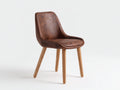 Chaise de salle à manger en cuir synthétique et bois pour salle à manger 55x53x83 cm - brun-bois clair - design moderne