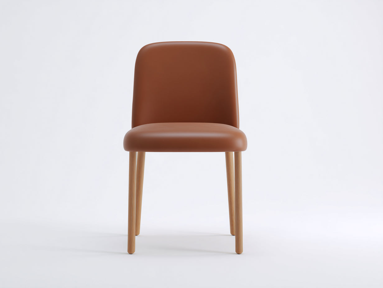Chaise de salle à manger en cuir synthétique et bois pour salle à manger 49x51x80 cm - brun-bois clair - design minimaliste