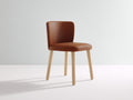 Chaise de salle à manger en cuir synthétique et bois pour salle à manger 52x51x79 cm - brun-bois clair - design moderne