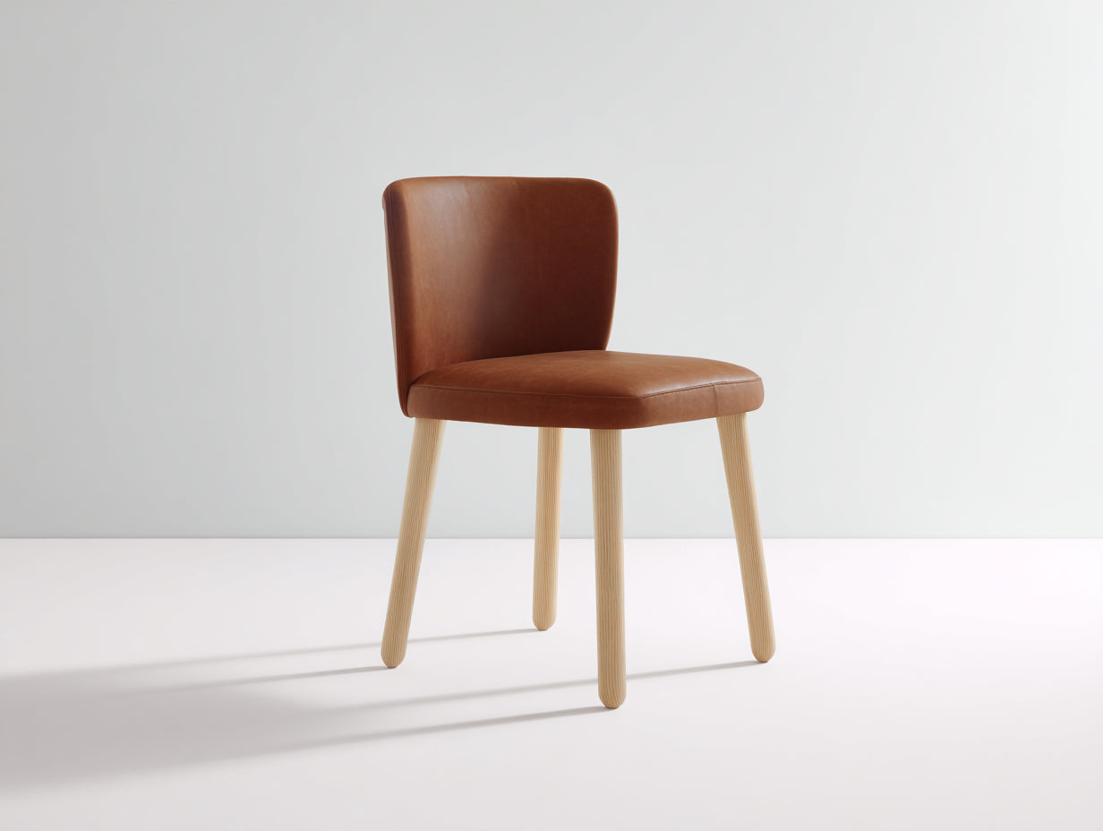 Chaise de salle à manger en cuir synthétique et bois pour salle à manger 52x51x79 cm - brun-bois clair - design moderne