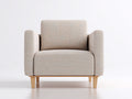 Fauteuil-tissu-bois-90x86x82 cm-beige clair-bois naturel-style minimaliste