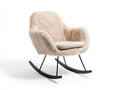 Fauteuil à bascule en tissu bouclé 77x72x89 cm - beige et noir - pour salon style rétro moderne