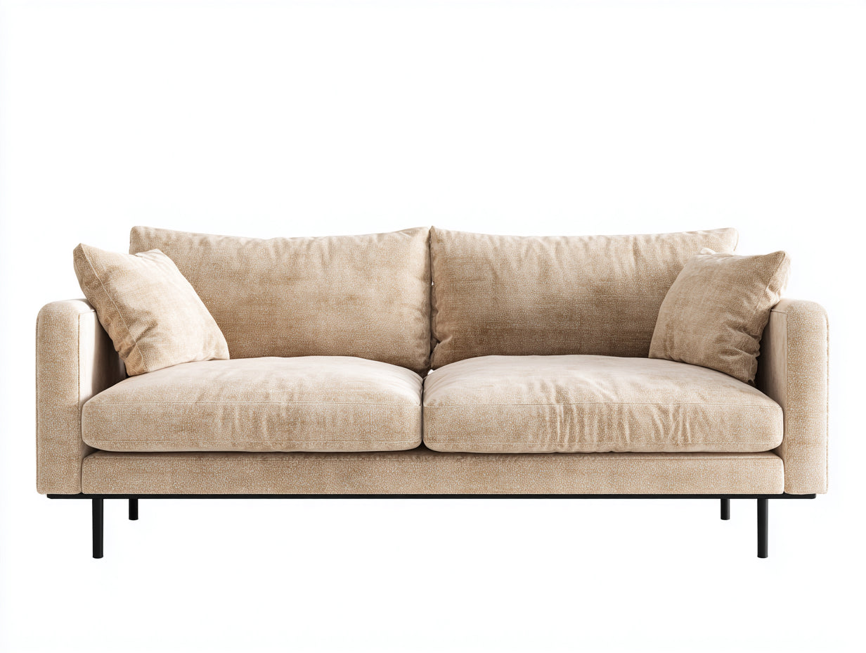 Canapé 2 places en tissu texturé 164x84x77 cm - beige - pour salon contemporain