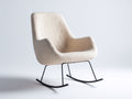 Fauteuil à bascule en tissu effet laine 79x72x94 cm - blanc cassé et noir - pour salon style moderne