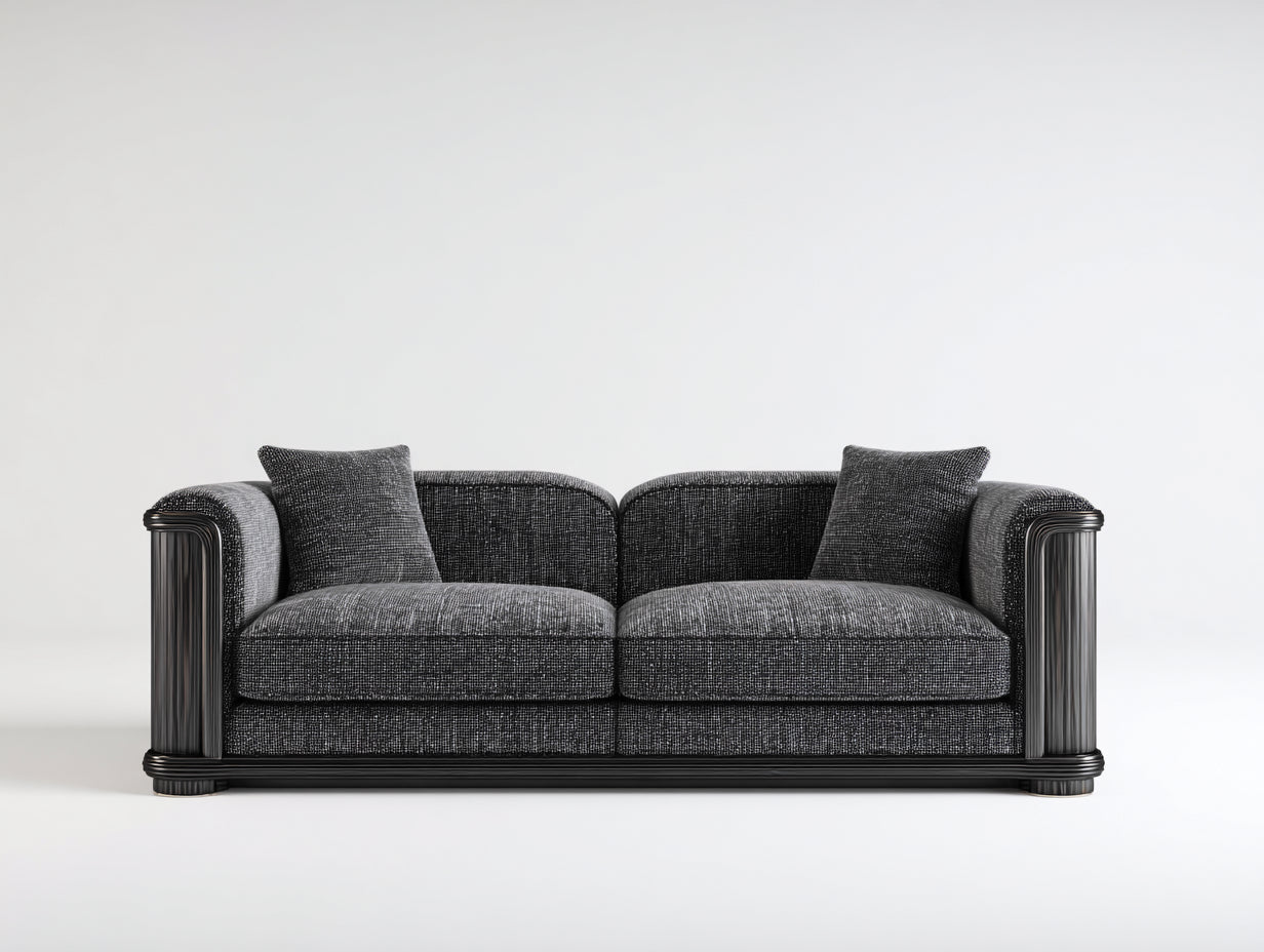 Canapé 2 places en tissu 170x86x76 cm - gris foncé et noir - design moderne pour salon