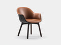 Chaise de salle à manger en cuir synthétique et bois pour salle à manger 59x57x78 cm - brun-noir - dossier enveloppant