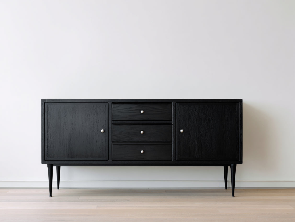 Meuble d'entrée - bois - 168x40x80 cm - noir ébène - moderne