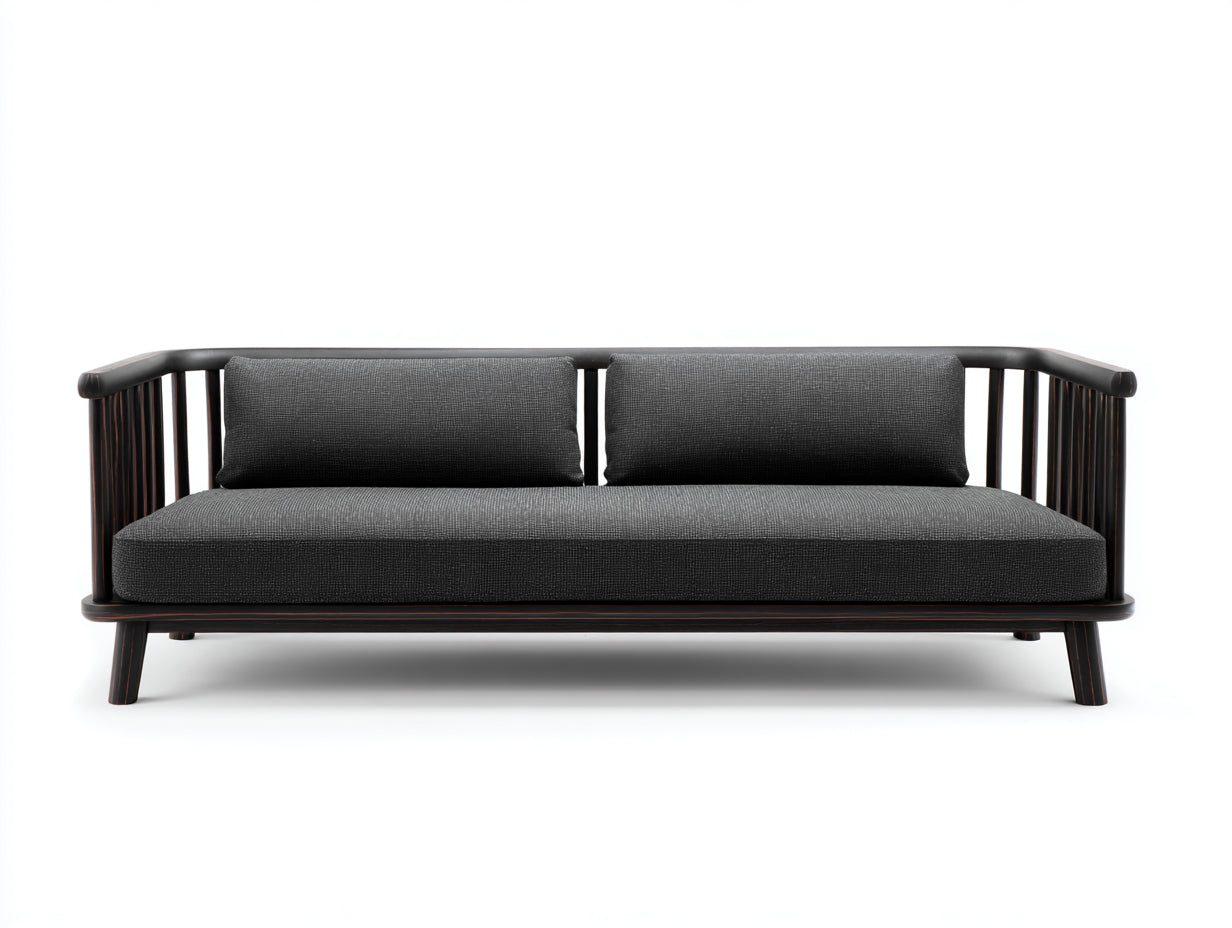 Canapé 2 places en tissu 174x82x72 cm - gris foncé et noir - design moderne pour salon