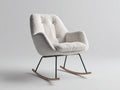 Fauteuil à bascule en tissu bouclé 76x73x81 cm - beige-noir-bois clair - pour salon style moderne