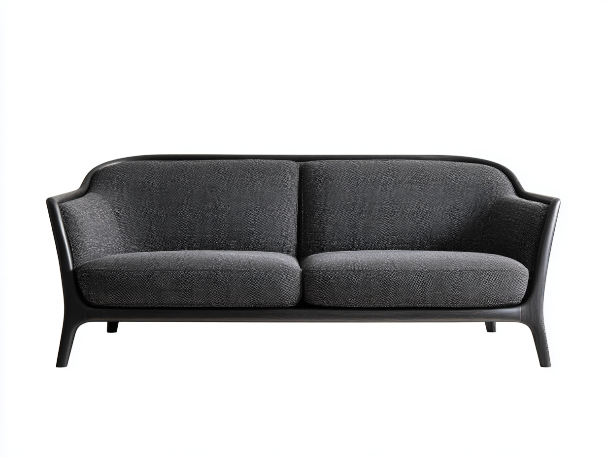 Canapé 2 places en tissu et bois 152x77x73 cm - gris foncé-noir - pour salon moderne