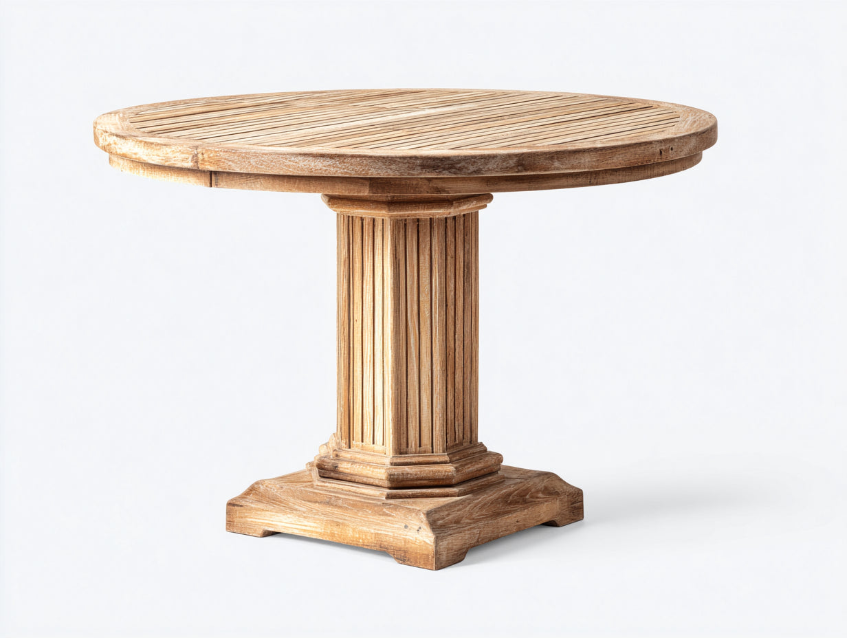 Table de jardin - Bois - 132x132x76 cm - Bois naturel - Style traditionnel