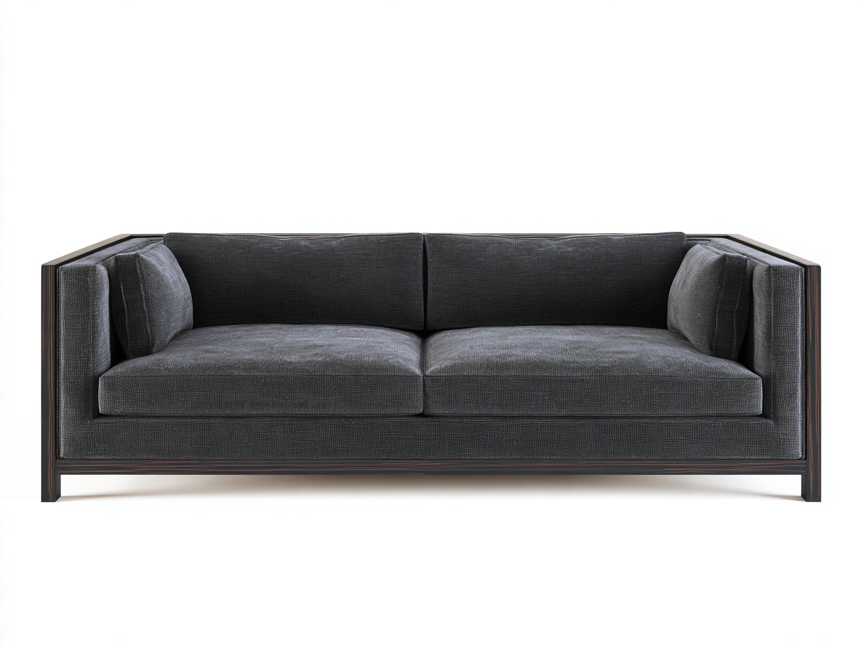 Canapé 2 places en tissu et bois 158x80x72 cm - gris foncé-noir - pour salon contemporain