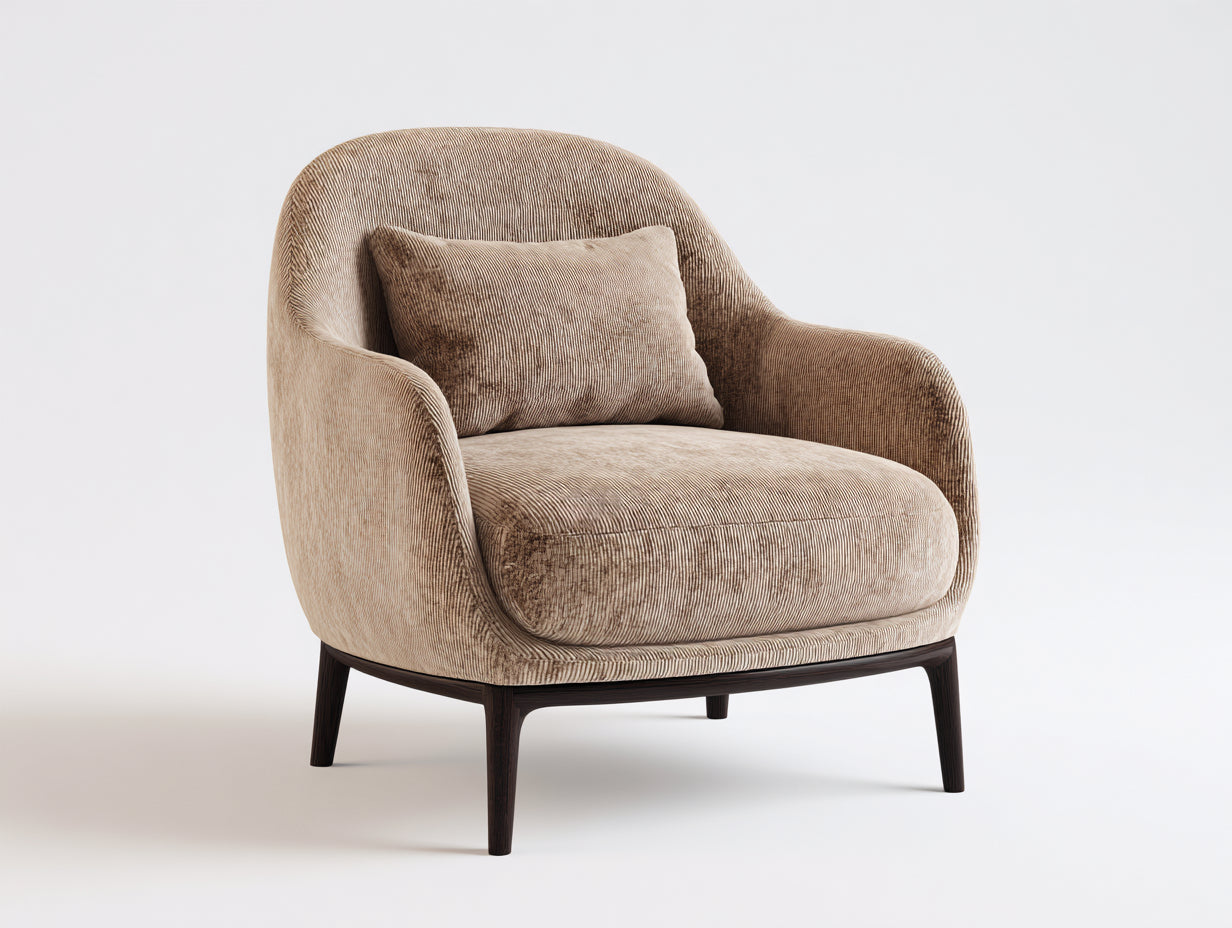 Fauteuil-tissu-bois-94x88x90 cm-beige clair-noir-style contemporain