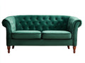 Canapé 2 places en velours 168x87x77 cm - vert émeraude et bois brun - style Chesterfield pour salon