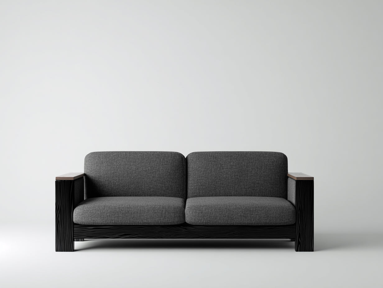 Canapé 2 places en tissu et bois 156x78x72 cm - gris foncé-noir - pour salon moderne